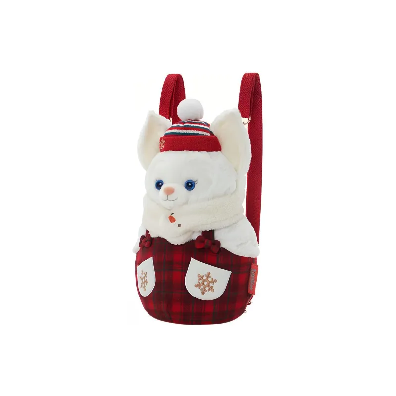 Disney 2023 Winter Duffy And Friends Snowman Series Polyester Backpack Regular Women's Red Multicolored-1
