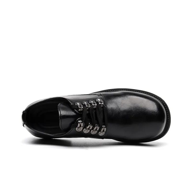 GZZ Dress Shoes Men Low Top Black-3
