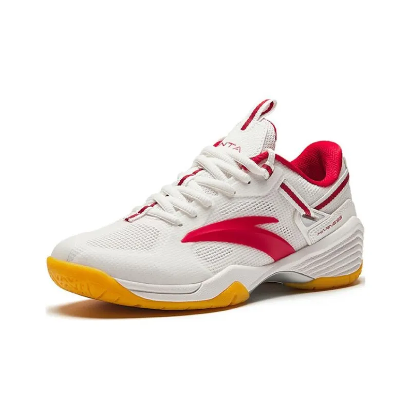 Anta Cushioning Wear Resistant Low Top Badminton Shoes Women's White Red-1