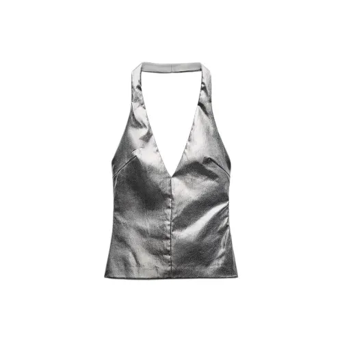 ZARA Tank Tops Women's Silver