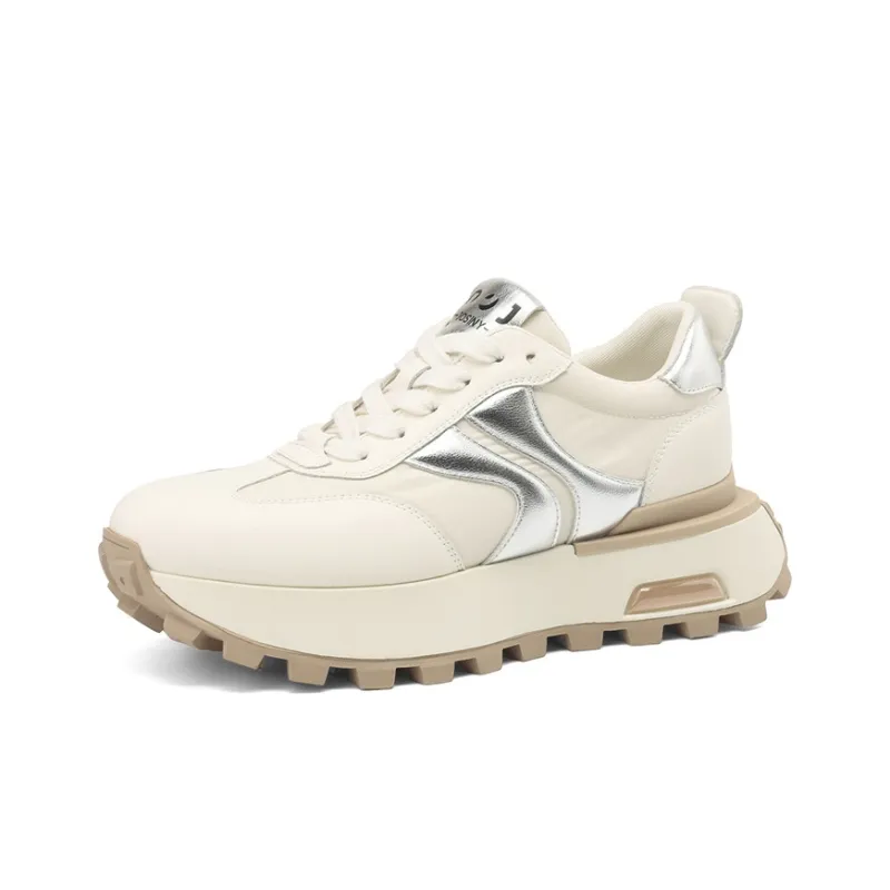 JOSINY Chunky Sneakers Women's Low Top White Gold/White Silver-8