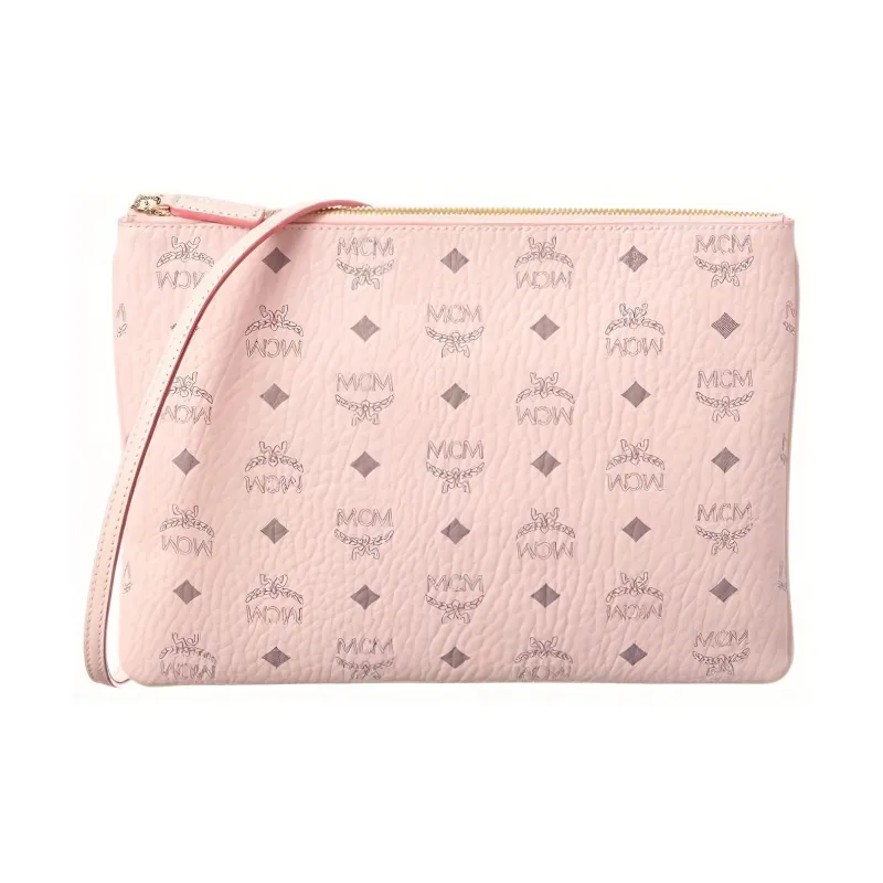MCM Visetos Monogram Logo Crossbody Bag Pink-0