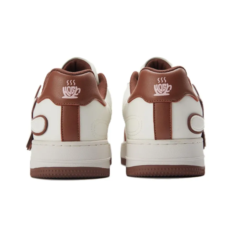 HOGK Anti Slip And Wear Resistant Height Increasing Skateboard Shoes Unisex Milk Coffee-5