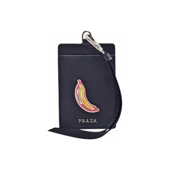 PRADA Scratch-Resistant Cow Leather Business Card Holder Card Case Women's Black