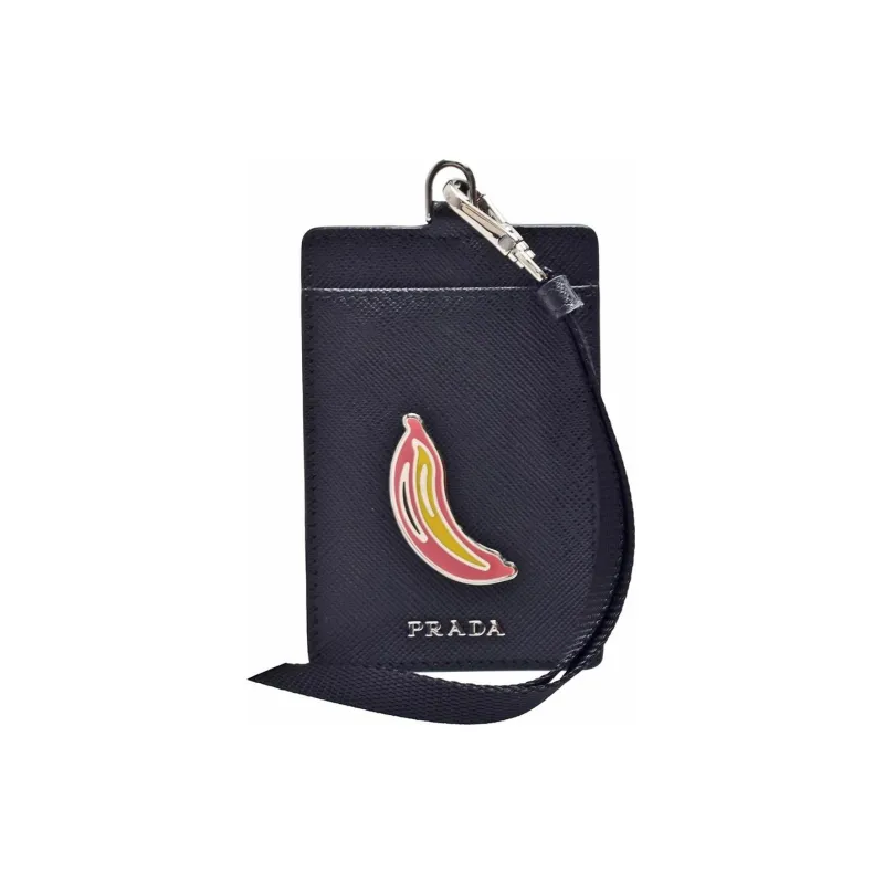 PRADA Scratch-Resistant Cow Leather Business Card Holder Card Case Women's Black-0