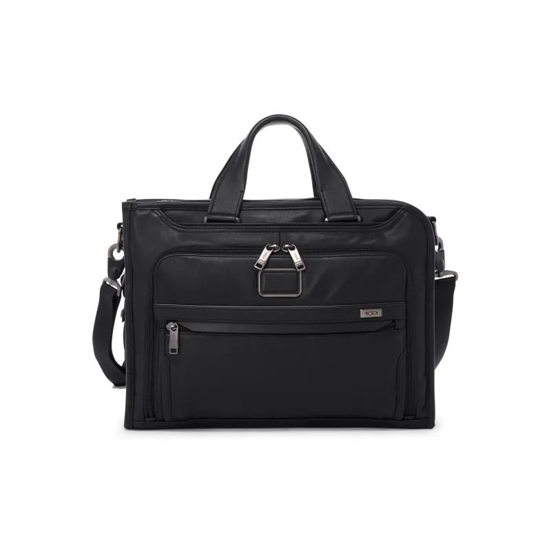 TUMI Leather Briefcase Shoulder Bag Crossbody Bag Handbag Men's Black-0