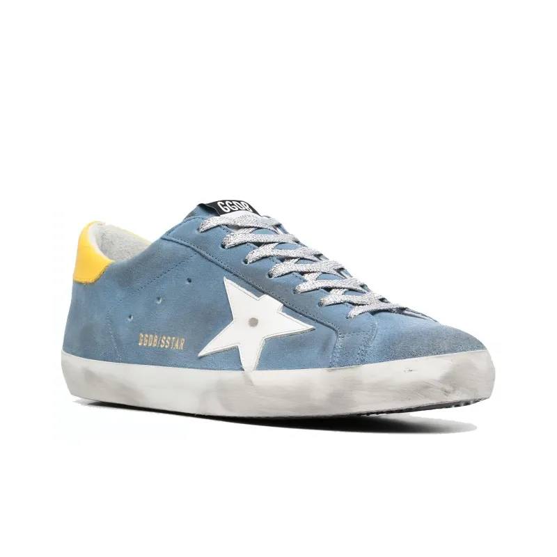 Golden Goose Super Star Low Top Skateboard Shoes Men's Blue White Yellow-1