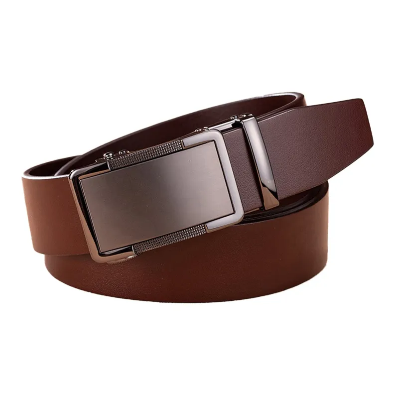 Old Man's Head Automatic Buckle Minimalist Style Versatile Quality Feel Alloy Leather Belts Men's 3.5cm-2