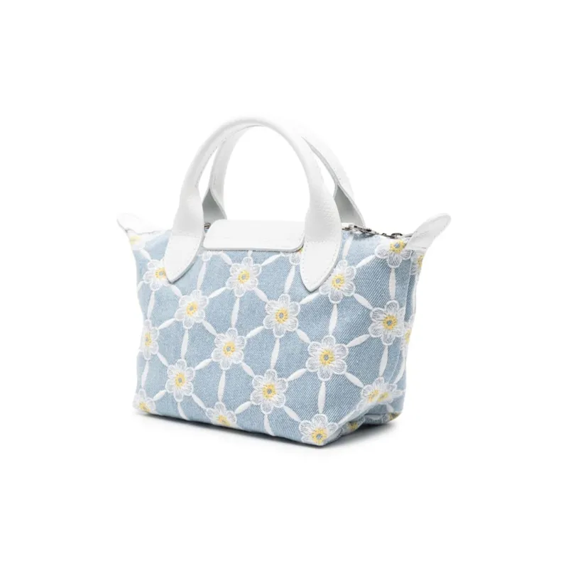 LONGCHAMP Le Pliage Washed Denim Shoulder Bag, Crossbody Bag, Handbag Extra Small Women's Sky Blue-1