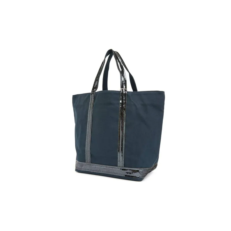 Vanessa Bruno Cotton Tote Bag, Shopping Bag, Handbag Medium Size Women's Marine Blue-2