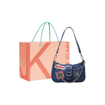 JANE KLAIN Denim Fabric Shoulder Bag Regular Women's Black/Denim Blue