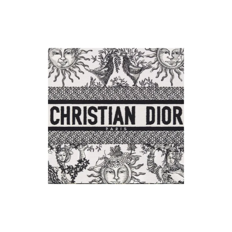 DIOR BookTote Soleil Ruiyi Print Embroidery Tote Bag Shopping Bag Handbag Medium Size Women's White & Black-4