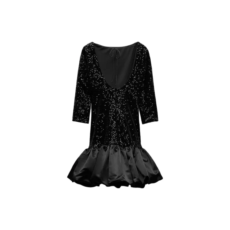 ZARA Long Sleeved Dress Women's Black-1
