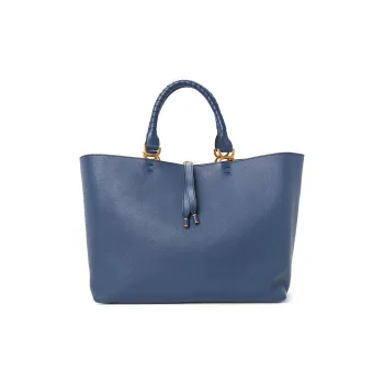Chloe Marcie Cow Leather Tote Bag Shopping Bag Shoulder Bag Handbag Women's Blue