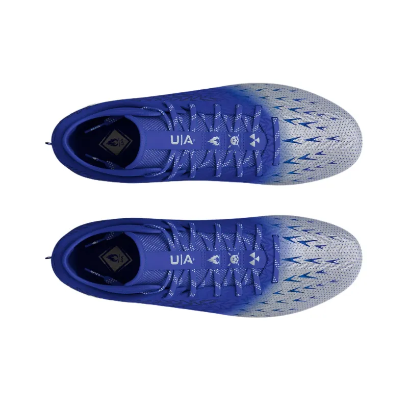 Under Armour AG Rubber Short Studs Anti Slip Wear Resistant Soccer Shoes Men's Blue Silver-3
