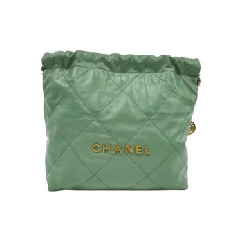 CHANEL Bright Calfskin Bucket Bag, Handbag, Shoulder Bag Medium Size Women's Green