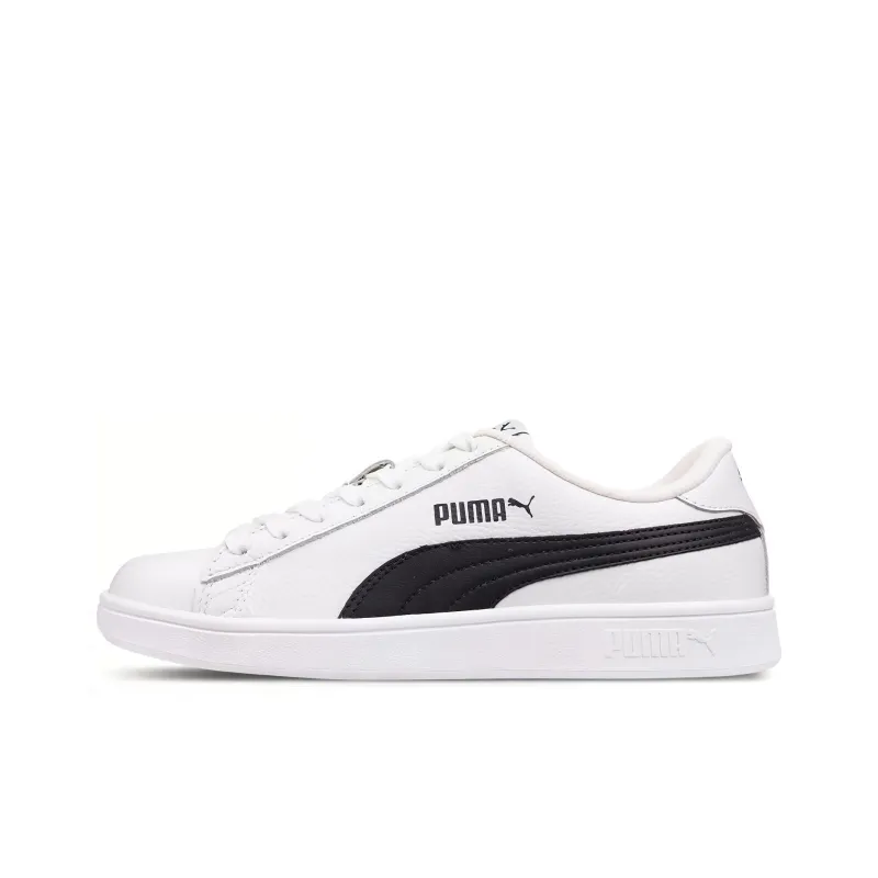 PUMA Smash V3 Wear-resistant And Lightweight Low-Top Skateboard Shoes Unisex White Black Color-0