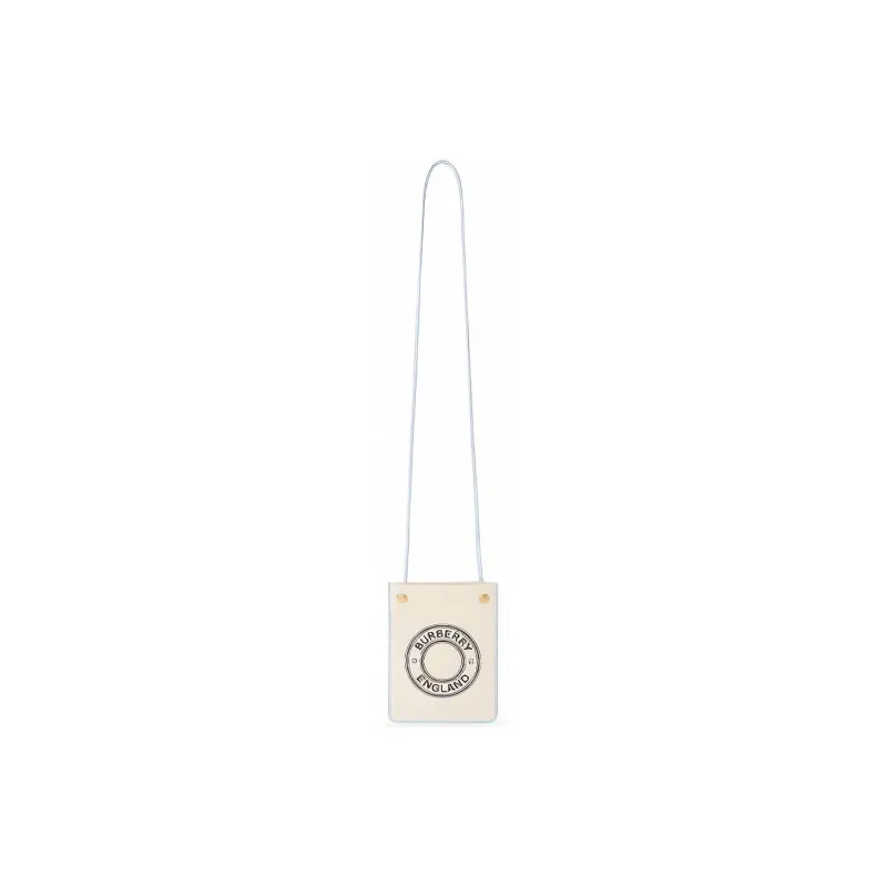 Burberry Cotton With Leather Shoulder Bag Crossbody Bag Small Size Women's White-2