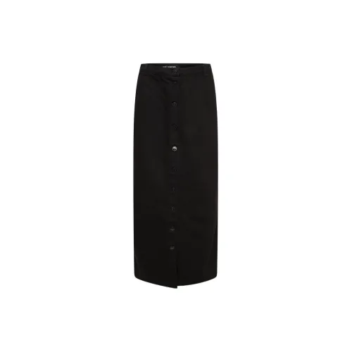 RAF SIMONS Logo Patch Buttoned-Up Denim Midi Skirt