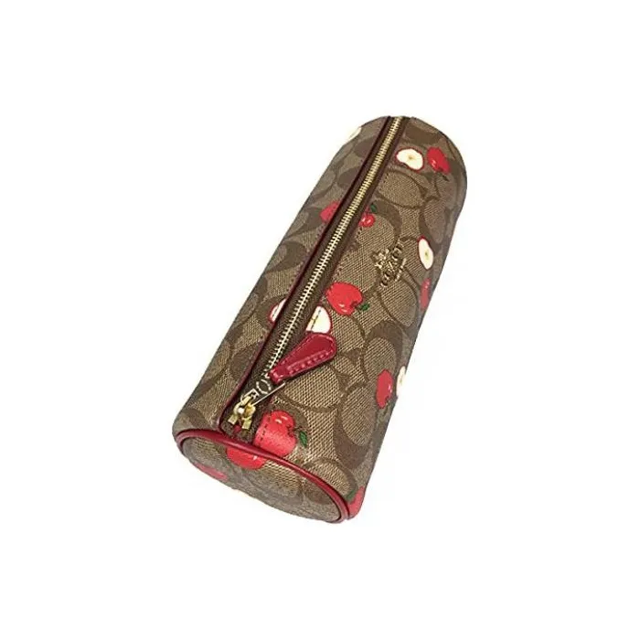 COACH Canvas With Leather Makeup Brush Bag, Pen Holder Bag, Toiletry Bag Trumpets Women's Khaki Monogram-3