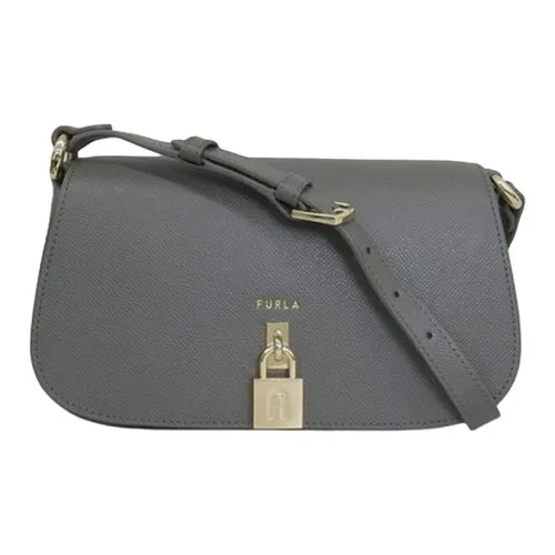 Furla Leather Shoulder Bag, Crossbody Bag Medium Size Women's Gray