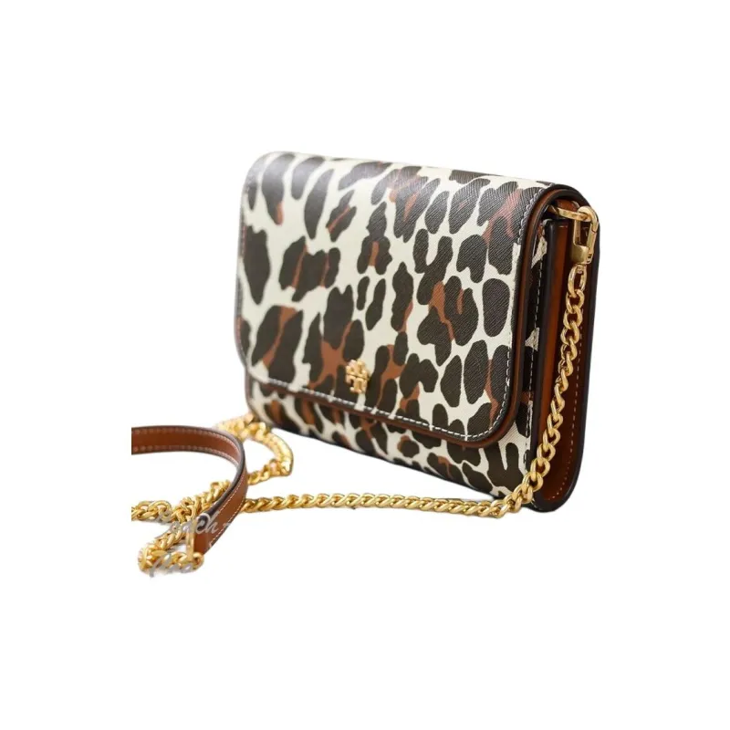 TORY BURCH Emerson Canvas With Leather Shoulder Bag Crossbody Bag Small Size Women's Brown-2