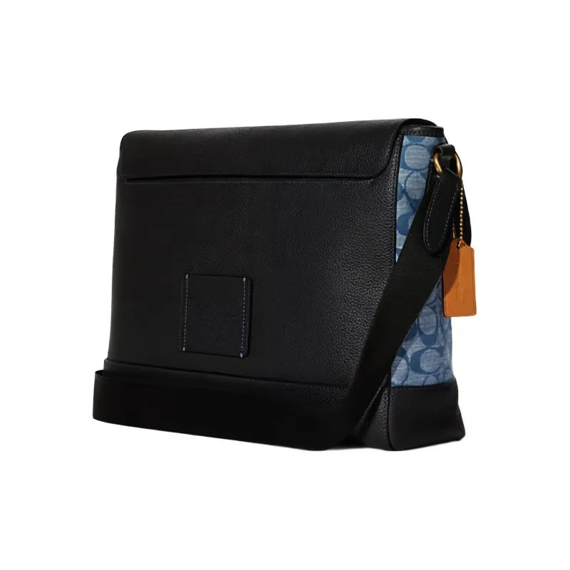 COACH Mulberry Silk Plain Weave Messenger Bag Crossbody Large Size Men's Black Patchwork Denim-2