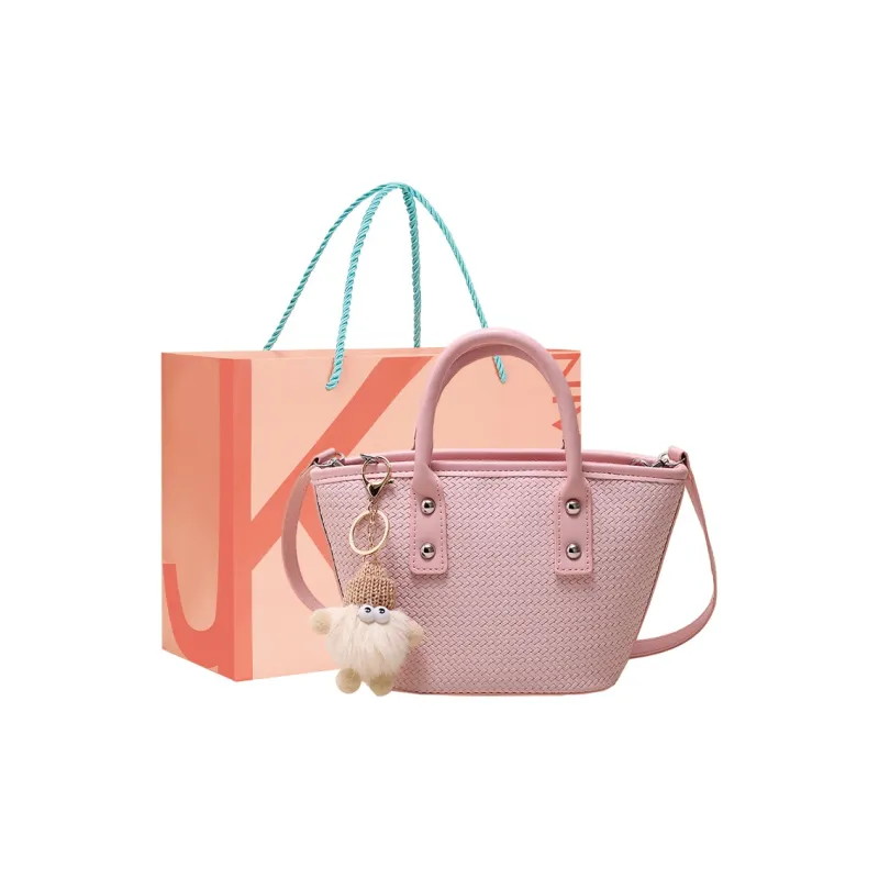 JANE KLAIN PU Leather Bucket Bag Handbag Crossbody Bag Medium Size Women's Pink/White/Green-0