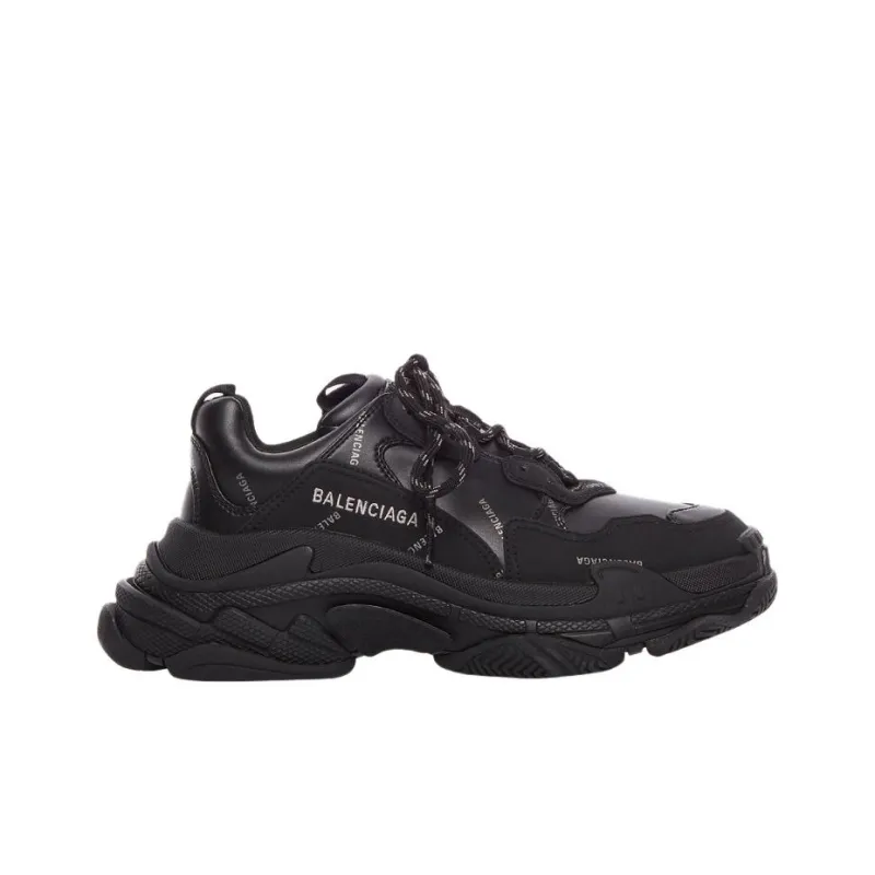 Balenciaga Triple S AllOver Logo Black Grey Leather Free-1