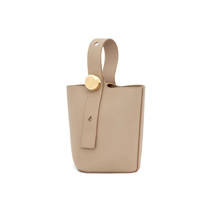 LOEWE Bucket Series Soft Grain Cow Leather Shoulder Bag, Crossbody Bag, Handbag Mini Women's Light Brown-1