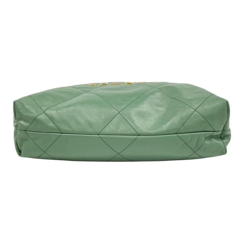 CHANEL Bright Calfskin Bucket Bag, Handbag, Shoulder Bag Medium Size Women's Green-4