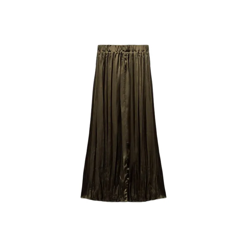 ZARA Casual Long Skirts Women's Khaki-1