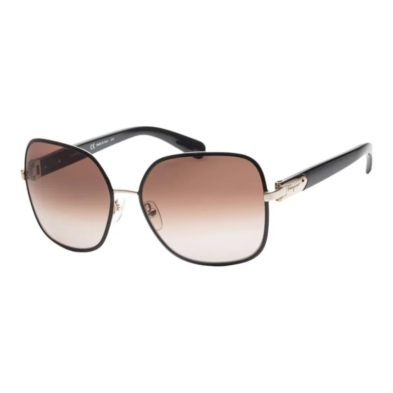 FERRAGAMO Metal Irregular Shape Sunglasses Women's Black-0