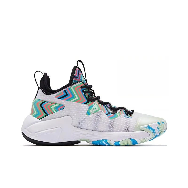 QIAODAN Broken Shadow 2.0 Basketball Shoes Men Mid Top White Green-1