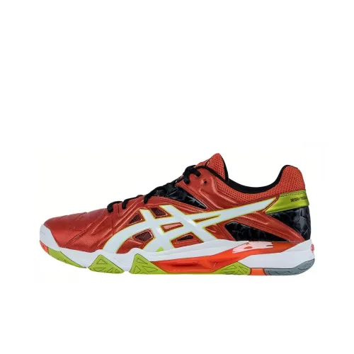 Asics Slip-Resistant Breathable Low-Top Running Shoes Men's Orange White