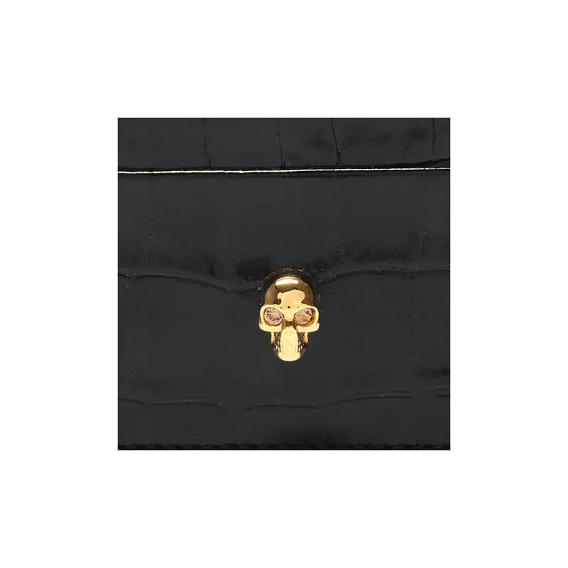 Alexander McQueen Skull Embossed Crocodile Effect Cardholder-4