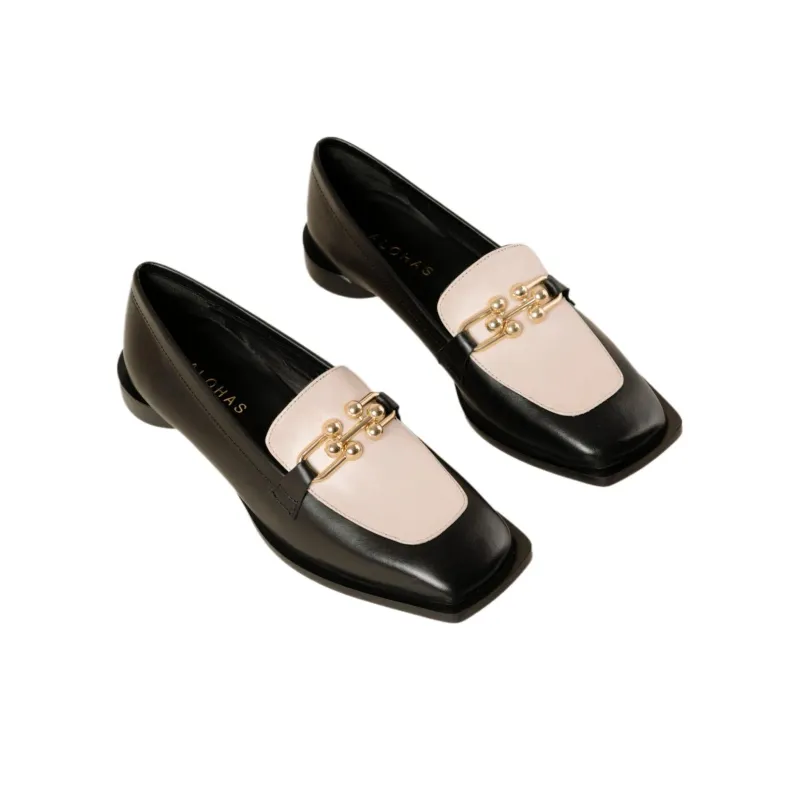 ALOHAS Loafers 2cm Women's Black White-2