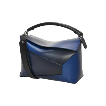 LOEWE Puzzle Silk Cow Leather Shoulder Bag Crossbody Bag Handbag Large Size Men's Marine Blue