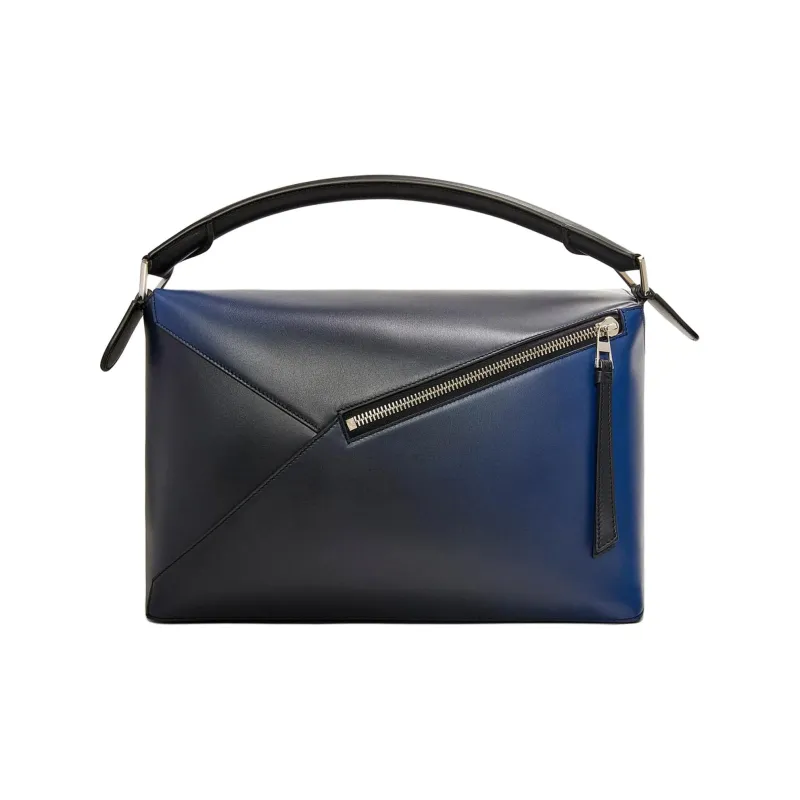 LOEWE Puzzle Silk Cow Leather Shoulder Bag Crossbody Bag Handbag Large Size Men's Marine Blue-3
