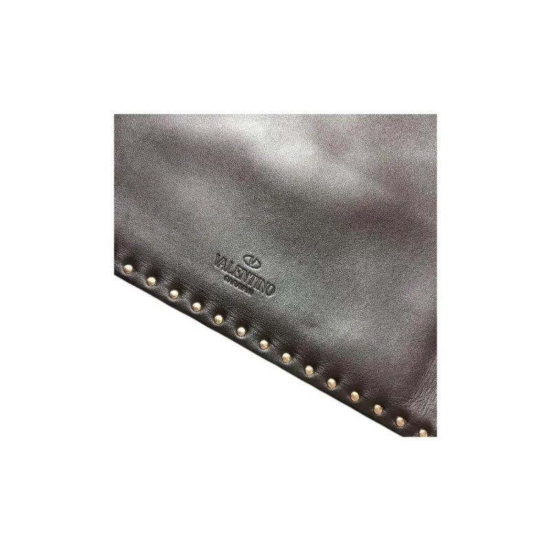 Valentino ROCKSTUD Leather Clutch Small Size Women's Black-1