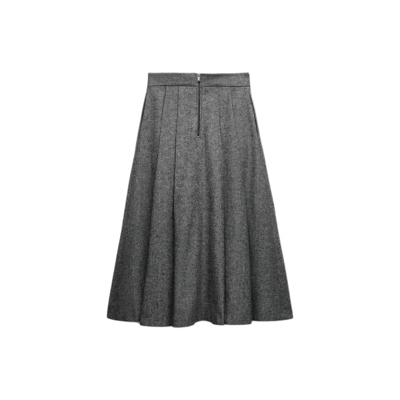 ZARA ZW Series Casual Long Skirt Women's Gray-1