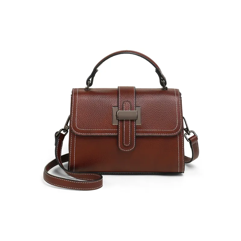 COMELY Cow Leather Patchwork Synthetic Leather Handbag Shoulder Bag Crossbody Bag Mom Bag Regular Women's Coffee-3