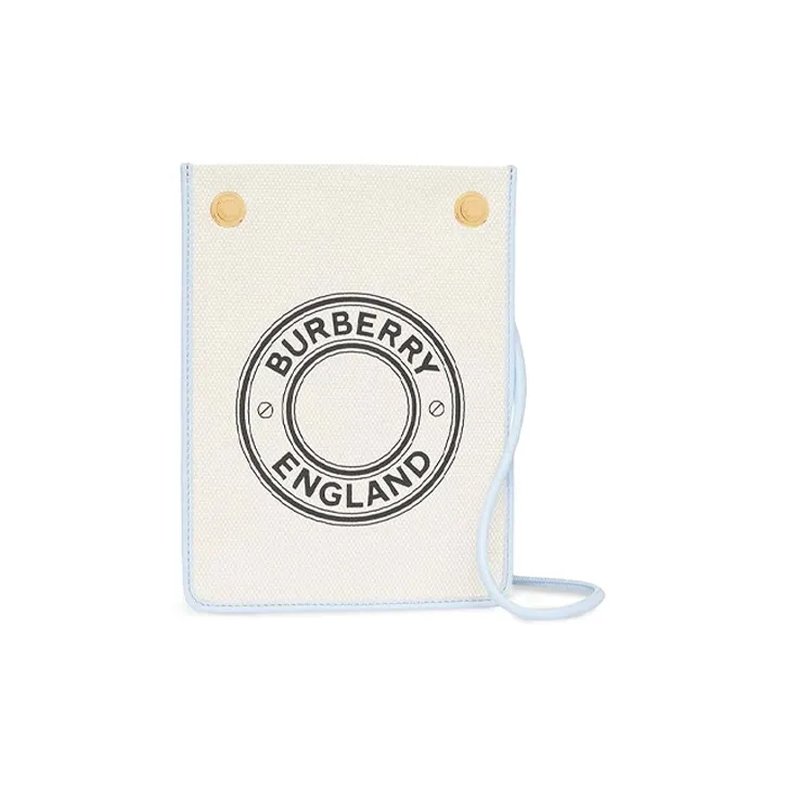 Burberry Cotton With Leather Shoulder Bag Crossbody Bag Small Size Women's White-0