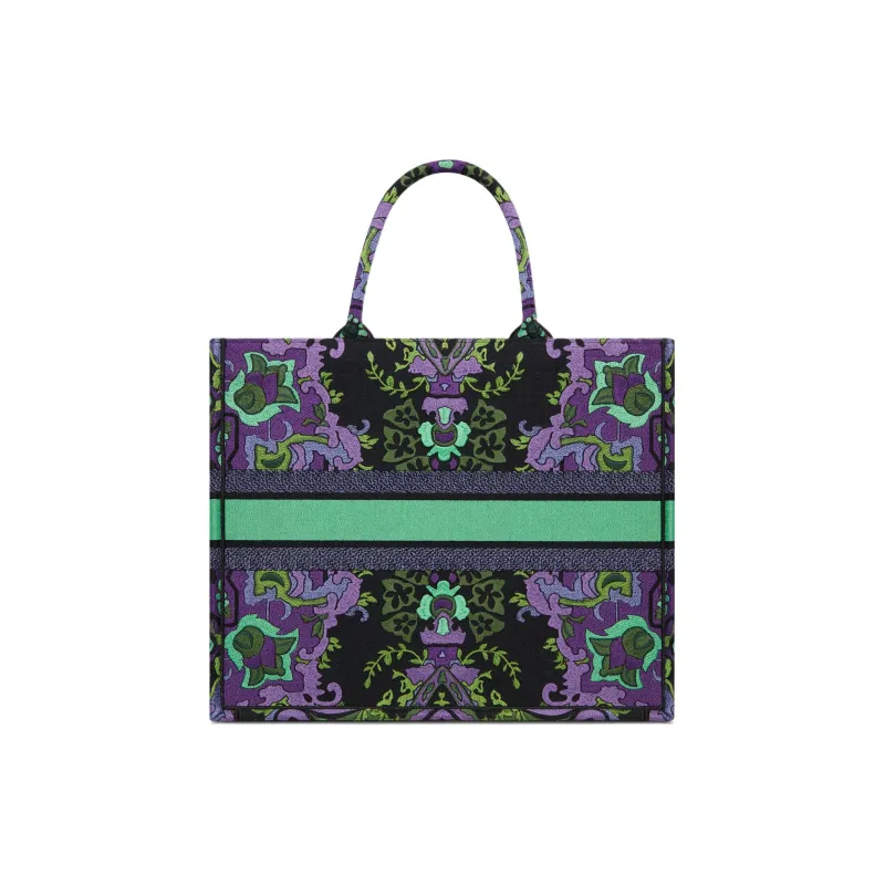 DIOR BookTote Embroidery Tote Bag, Shopping Bag, Handbag Tubas Women's Purple/Multicolor-2