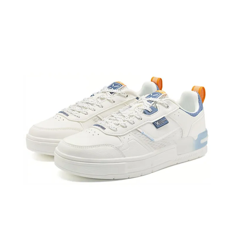 XTEP Innovation Anti Slip Wear Resistant Low Top Skateboard Shoes Men's White Blue-2