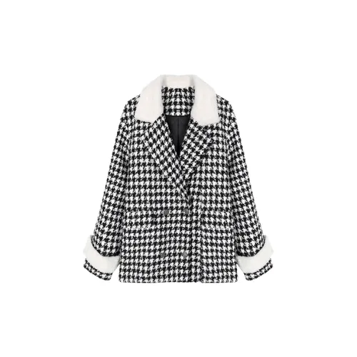 Still quiet Puffer Jackets Women's Houndstooth