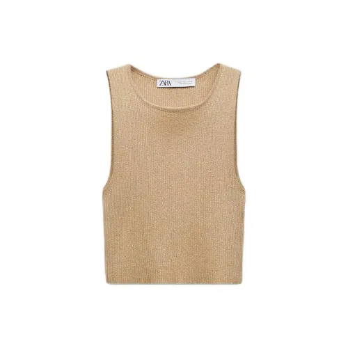 ZARA Tank Tops Women's Gold