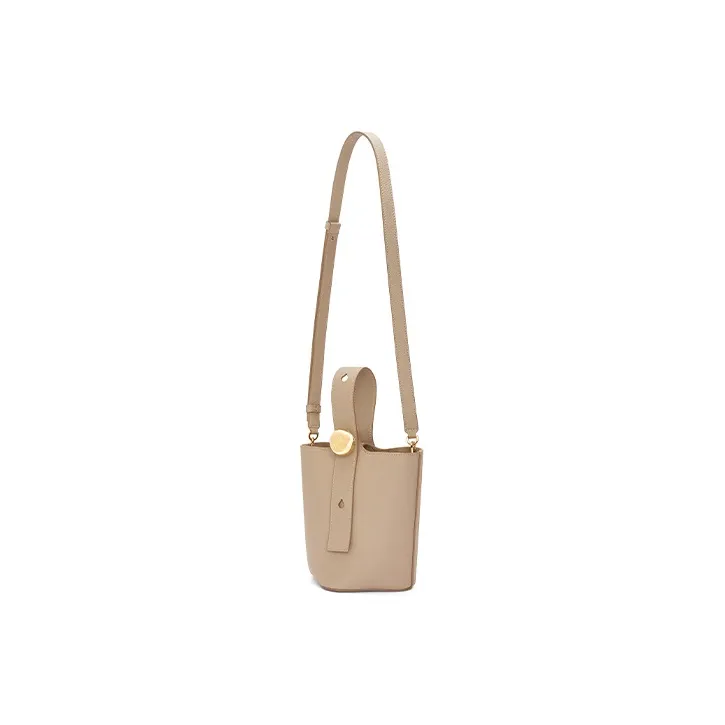 LOEWE Bucket Series Soft Grain Cow Leather Shoulder Bag, Crossbody Bag, Handbag Mini Women's Light Brown-4