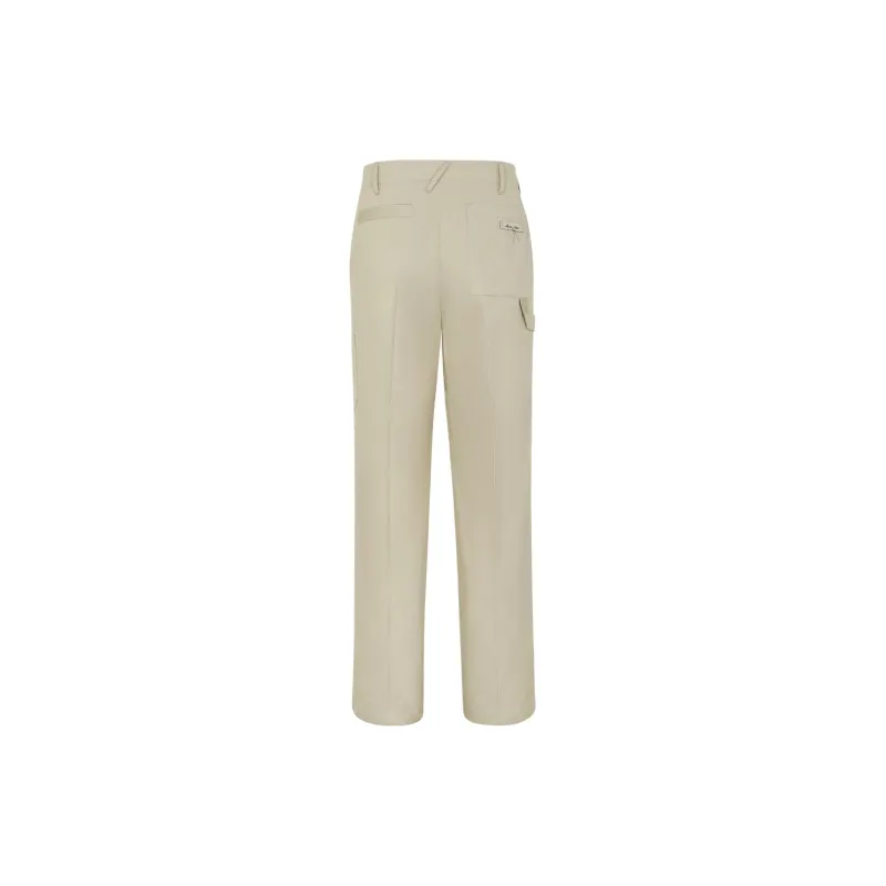 FENDI Logo Plaque Straight Leg Tailored Pants-1
