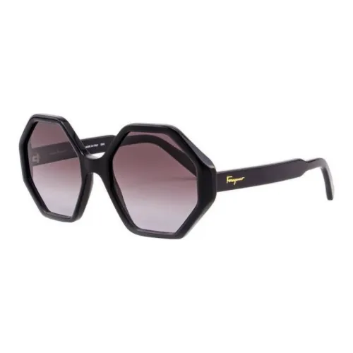 FERRAGAMO Acetate Irregular Shape Sunglasses Women's Black